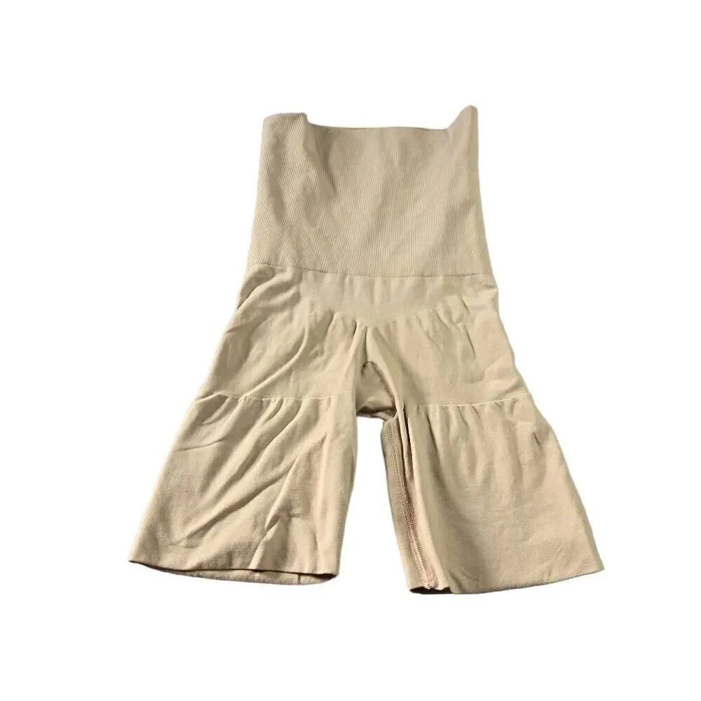 Spanx Shaper Beige Hi Waist Mid Thigh Bodysuit Slimmer Focused Firmer L